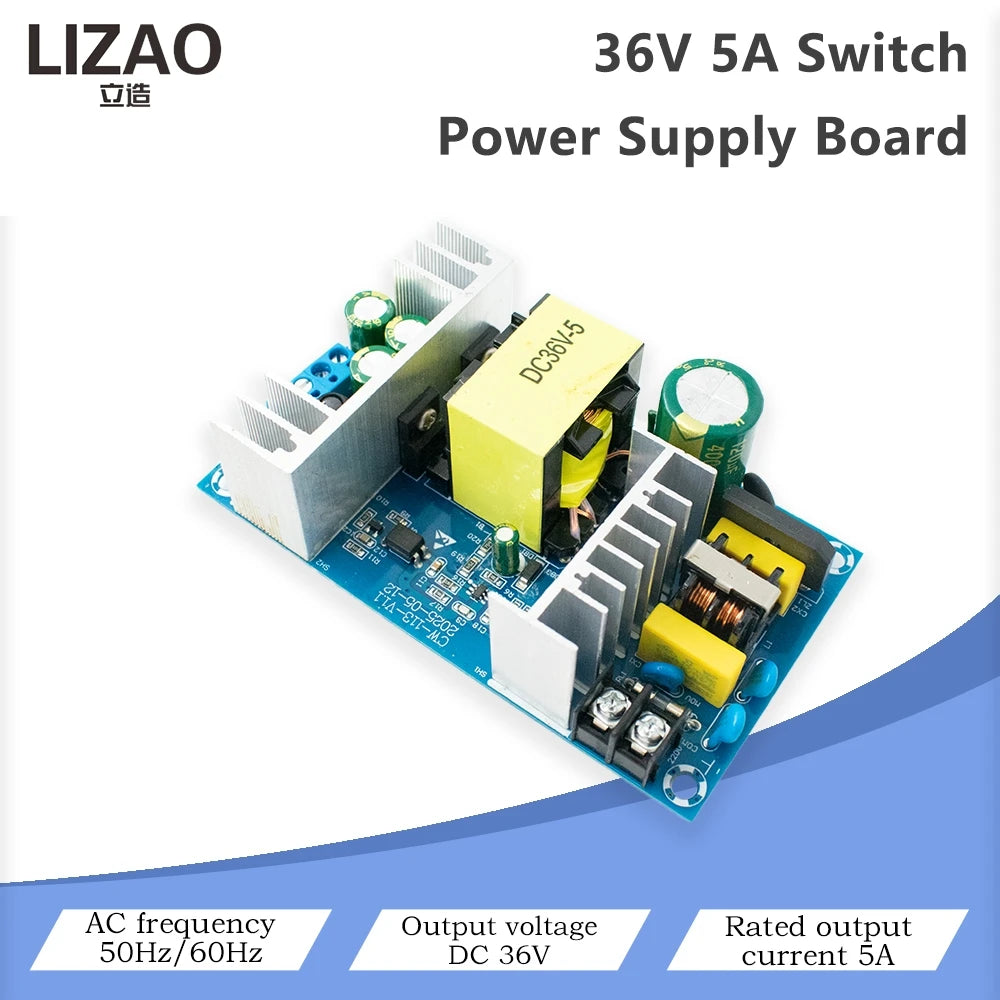 AC 110-220V to DC 36V 5A Switching Power Supply Board 180W Isolated Step Down Power Module 50/60Hz With Aluminum Heat Sink