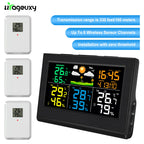Wireless Weather Station with 3 Sensors 8 Channels 100m Range Indoor/Outdoor Thermometer Hygrometer Alarm Clock for Home Office