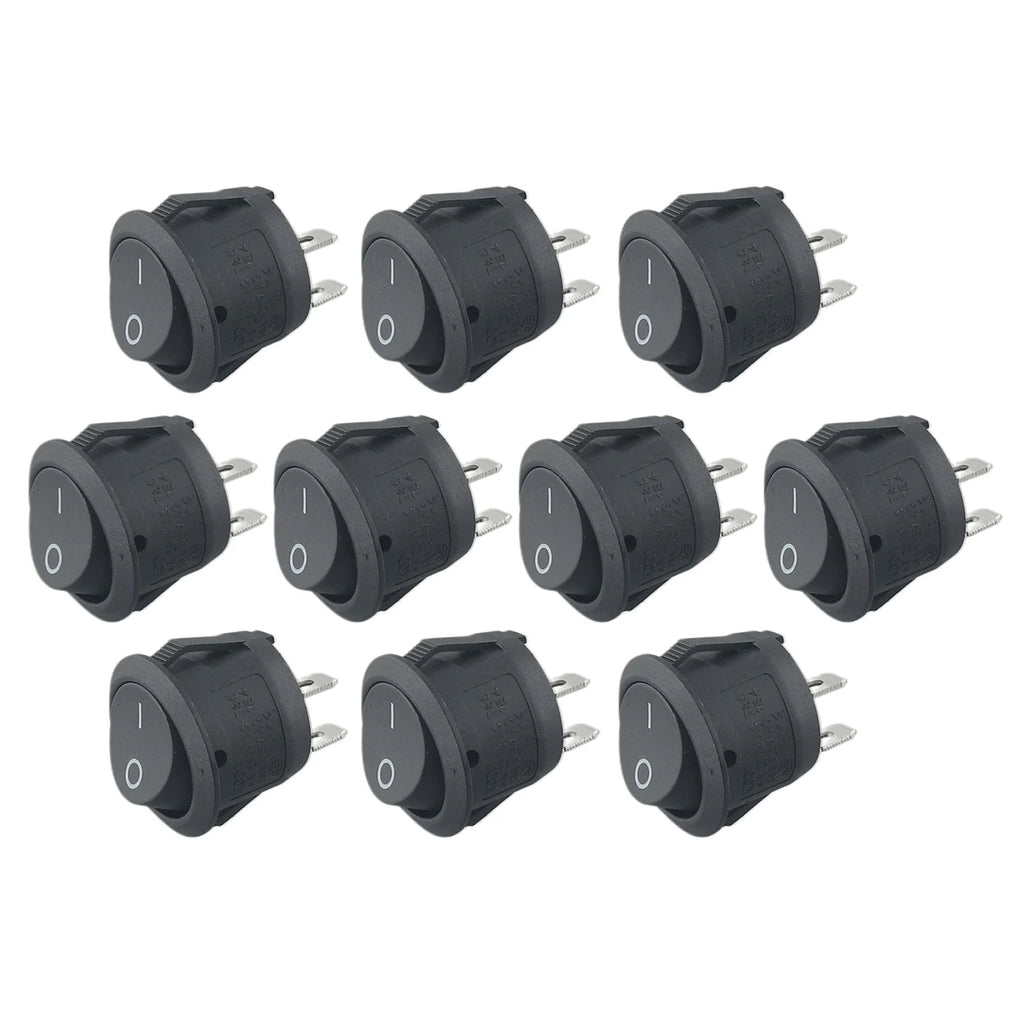 10PCS 12v Round Rocker Switch ON/OFF 2 Pin SPST Snap-in Toggle Switch ON Off 6A 250V Camper Van Caravan Motorhome