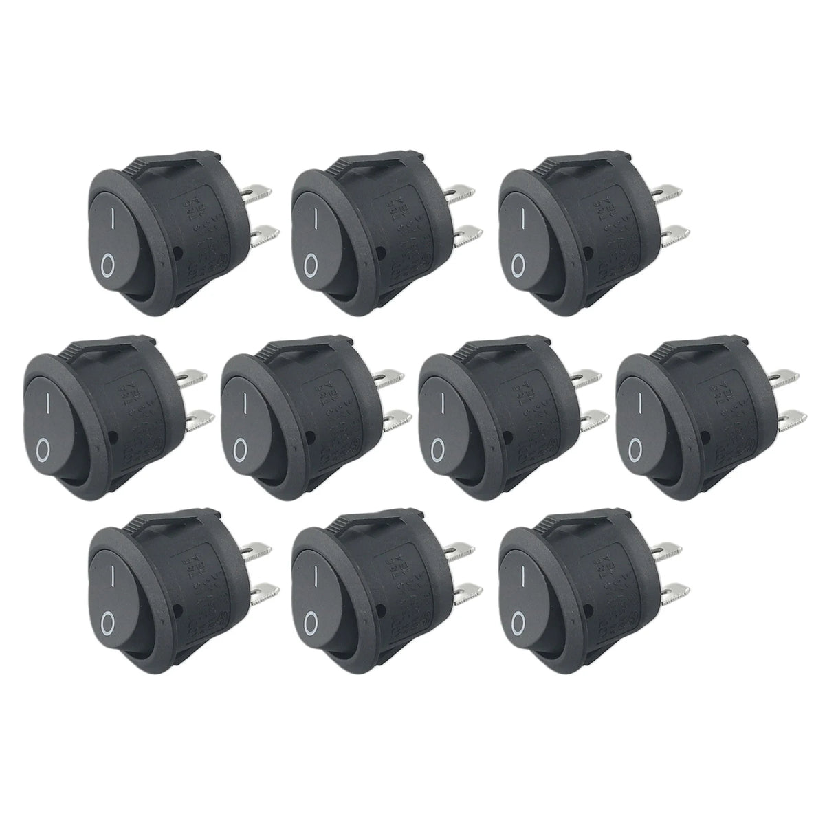 10PCS 12v Round Rocker Switch ON/OFF 2 Pin SPST Snap-in Toggle Switch ON Off 6A 250V Camper Van Caravan Motorhome
