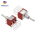 Vertical Right Angle 2/3/10A 125/250V AV 3/6Pins 2/3Position SPDT PCB Mount Toggle Switch ON-OFF-ON Rocker Switche ON-ON