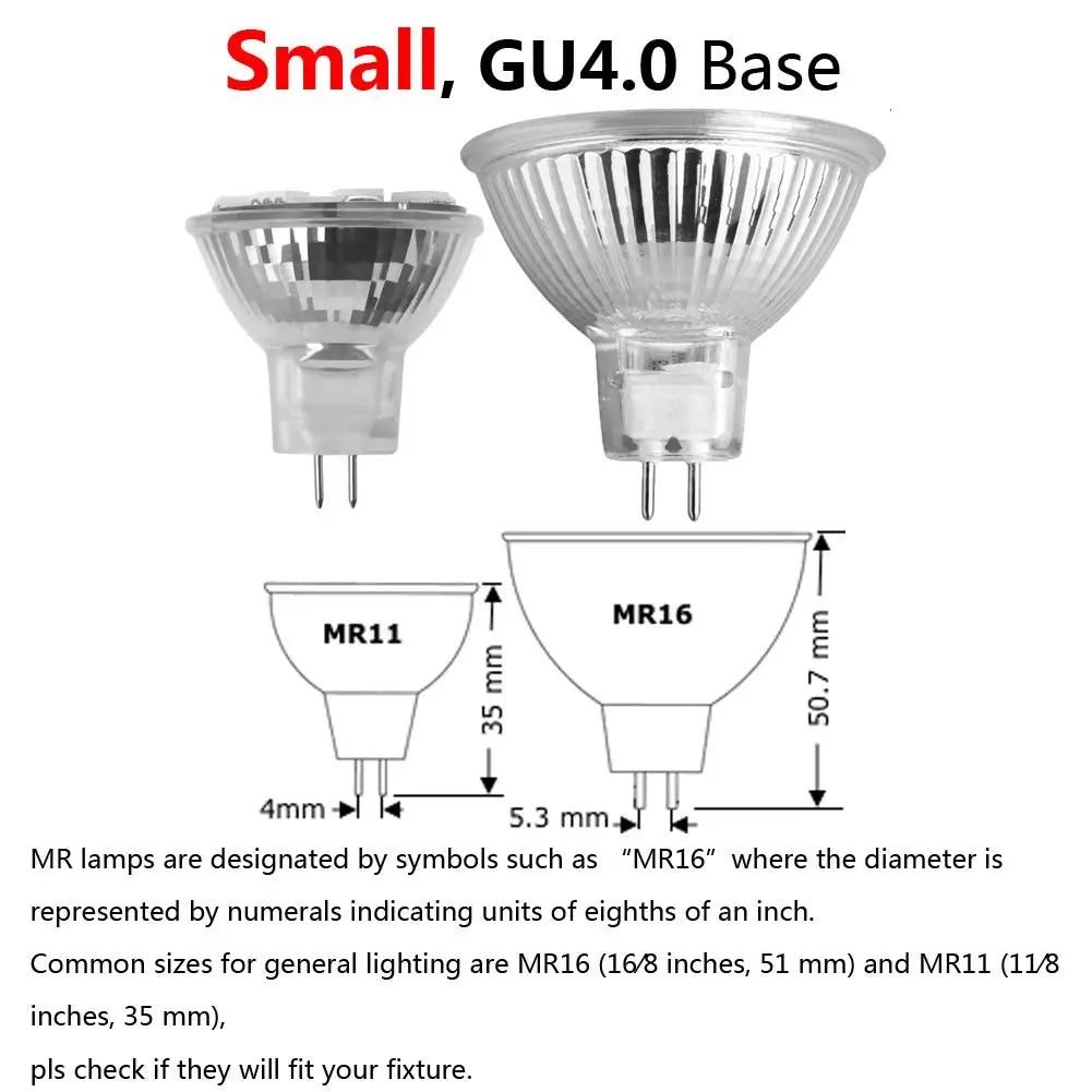 MR11 LED Spotlight Bulb GU4 DC 12V 5730 SMD 2W 3W 4W Glass Shell Replace 25W Halogen Lamps For Home Ceiling Decor