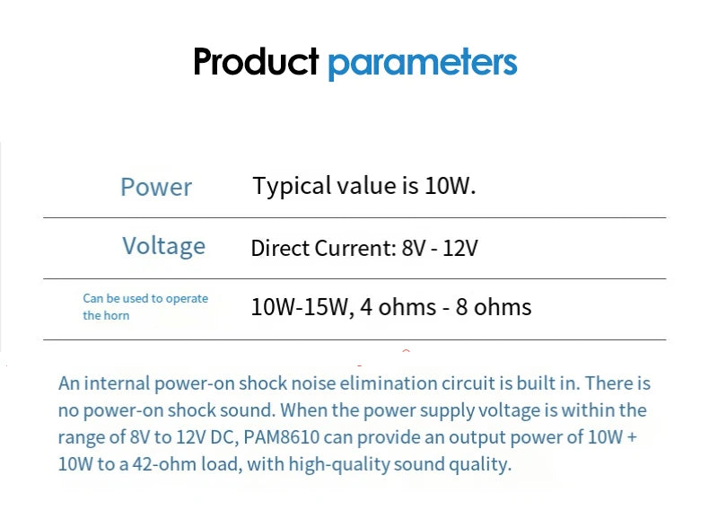 12V Mini Class D Amplifier Board PAM8610 2x7W RMS Stereo Power Audio Amp for Car Home PC Speaker