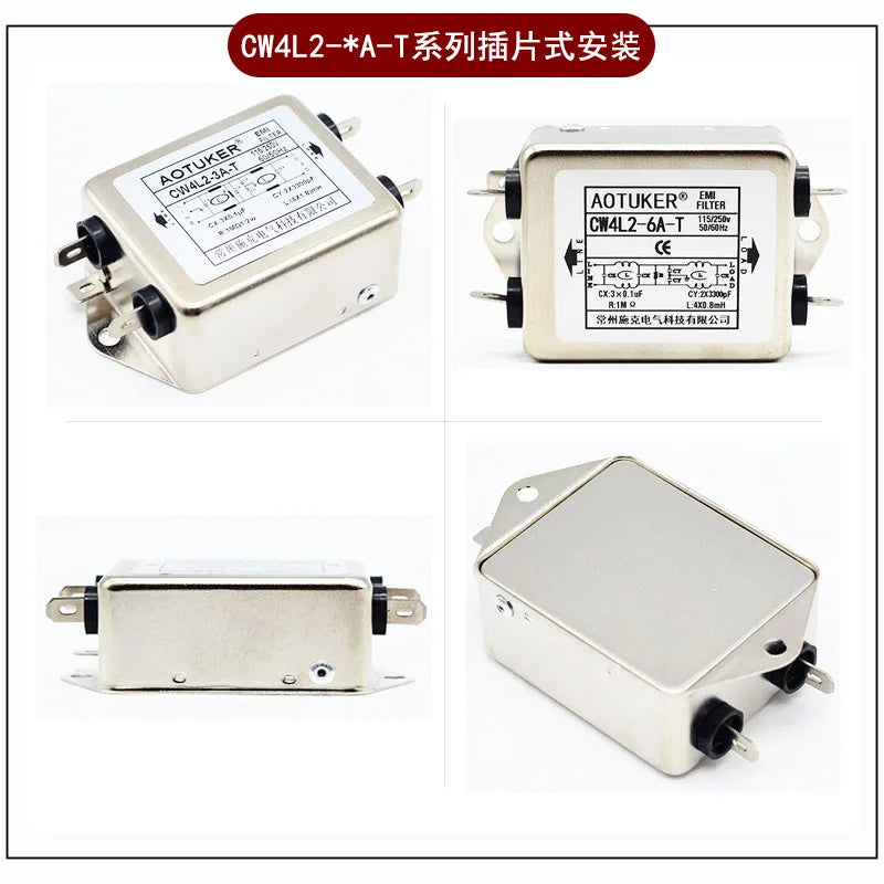 EMI Power Filter 115V/220V/250V Single Phase CW4L2-20A-T Dual Stage Filter Anti-Interference Power Purifier