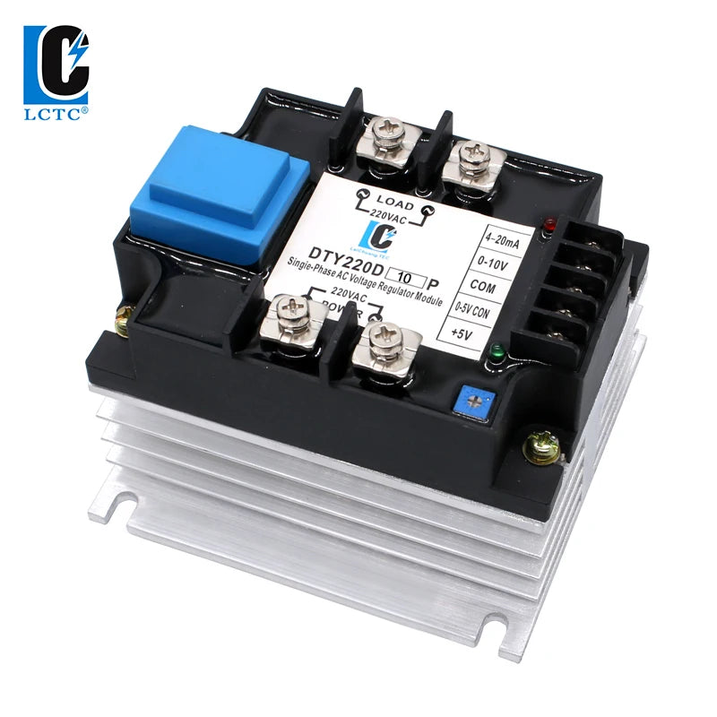 LCTC SSR 0-10V 4-20MA 0-5V Potentiometer Control Single Phase AC Voltage Regulator Relay With Heat Sink DTY Module 220V 380V