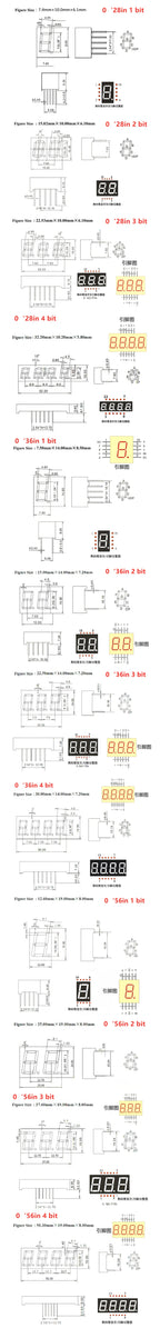 5pcs Digital Tube Common Anode Cathode Red 1Bit 2Bit 3Bit 4Bit Digital Tube 0.28 0.36 0.4 0.56 Inch LED Display 7 Segment