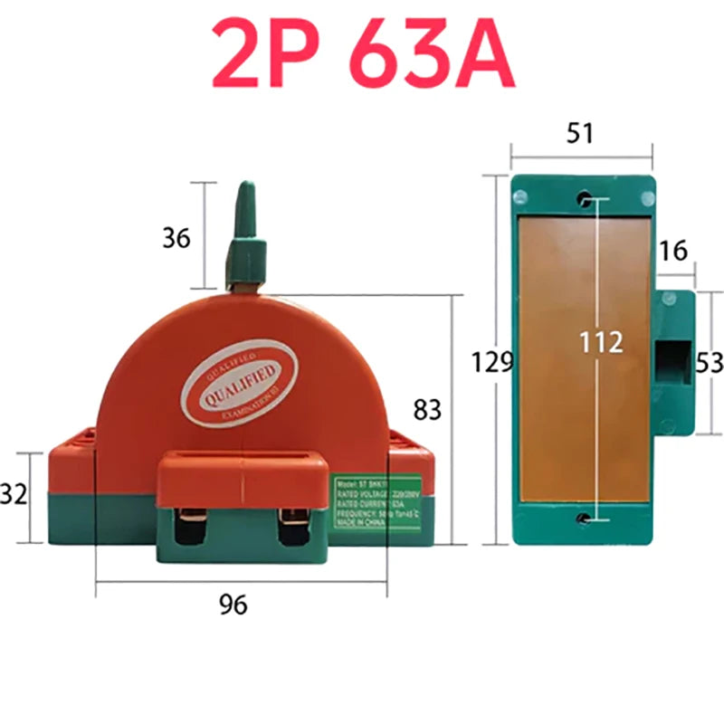 Hot Sale  2 Pole Double Throw Knife Disconnect Switch 32A 63A 100A DPDT Cutter Safety Disconnect Switch Power Disconnect Switch