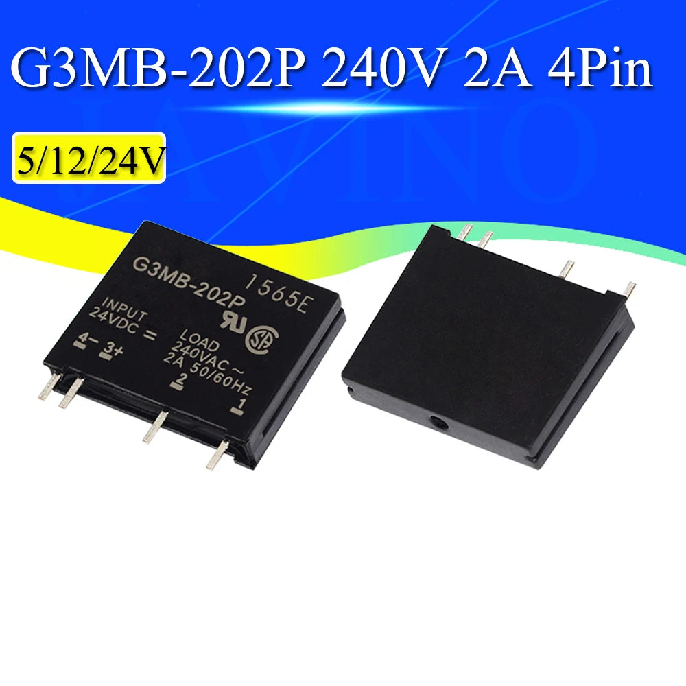 5V 12V 24V DC-AC Solid State Relay Module G3MB-202P G3MB 202P PCB SIP SSR AC 240V 2A Snubber Circuit Resistor Relay Switch
