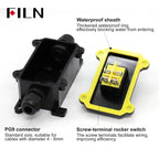 FILN 30A 12V 24V 220V Waterproof Inline Toggle Switch with LED IP65 Sealed Outdoor Box Inline Cord Rocker Switch Power