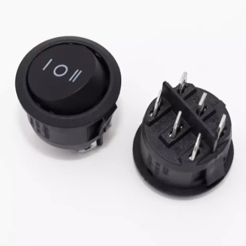 2/5pcs KCD1 20mm Round Switch 6PIN ON-OFF-ON 3 Position Rocker Switch 10A 125V