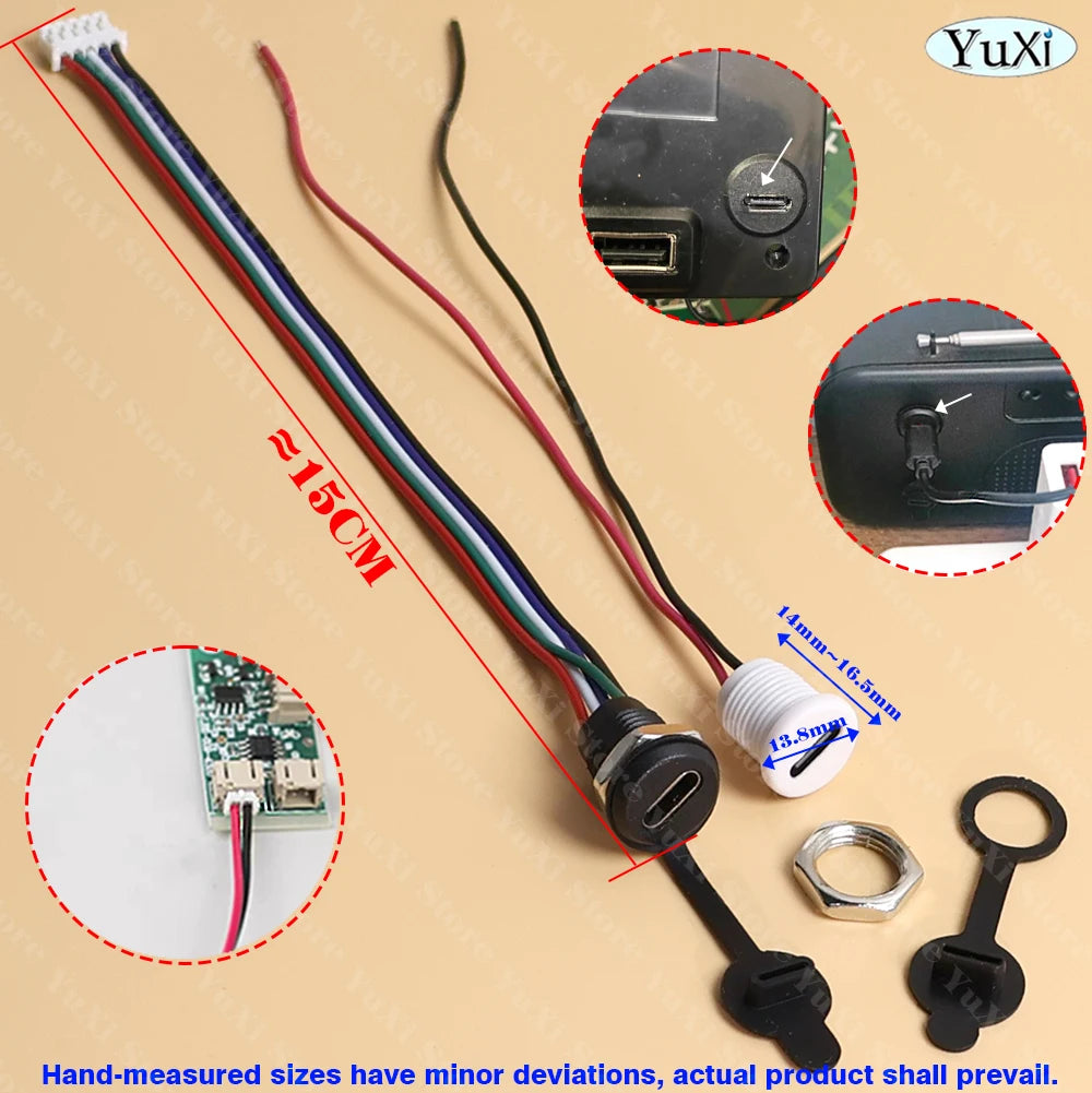 1–20pcs USB-C Type-C Waterproof Connector With Nut Locking Panel Mounting TPC Fast Charging Port Jack Socket 2/4/5/6 Pin PH 2.0