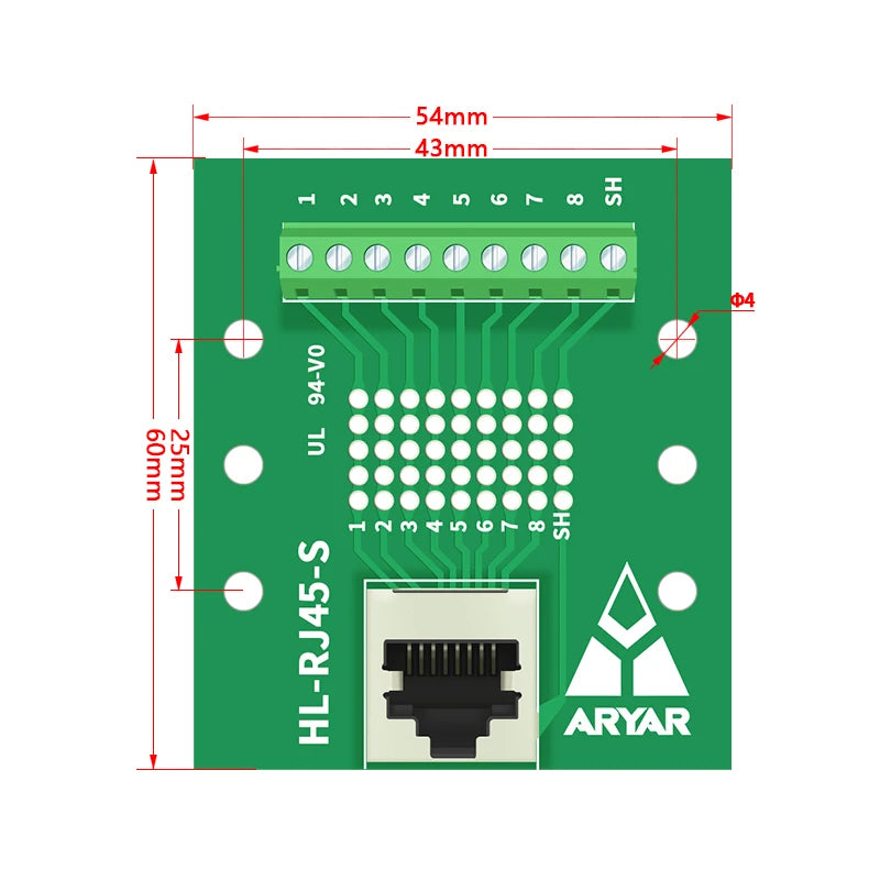RJ45 Horizontal and Vertical Female Breakout Board RJ-45 Splitter RJ45 Adapter Din Rail Mounting
