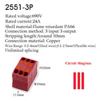 Push-In Wire Connectors Electrical Cable Terminal Block Multiple In/out DIN Rail Mount With Fixing Hole Spliceable DIY connectio