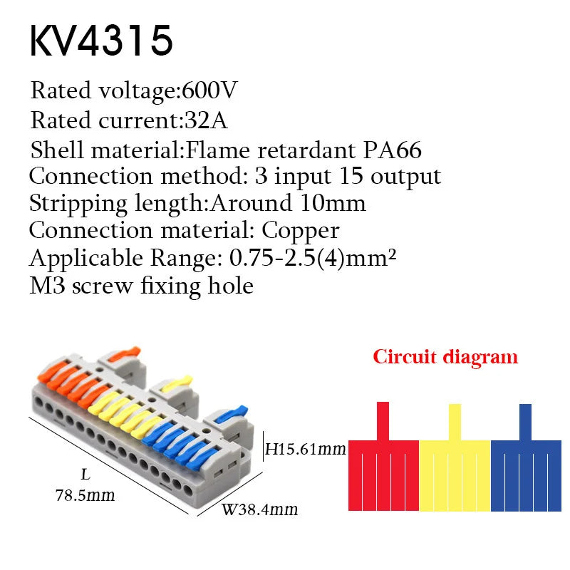 1PC Wire Connector Electric Universal Quick Conductor Splitter Push-in LED Cable Terminal Blocks Mountable Rail Junction Box