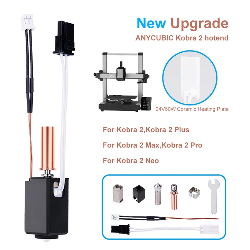 Upgrade Hotend for Anycubic Kobra 2 Thermistor Heater Cartridge 0.4mm Print Head Hot End for Kobra2 Plus/Neo/Pro/Max 3D Printer