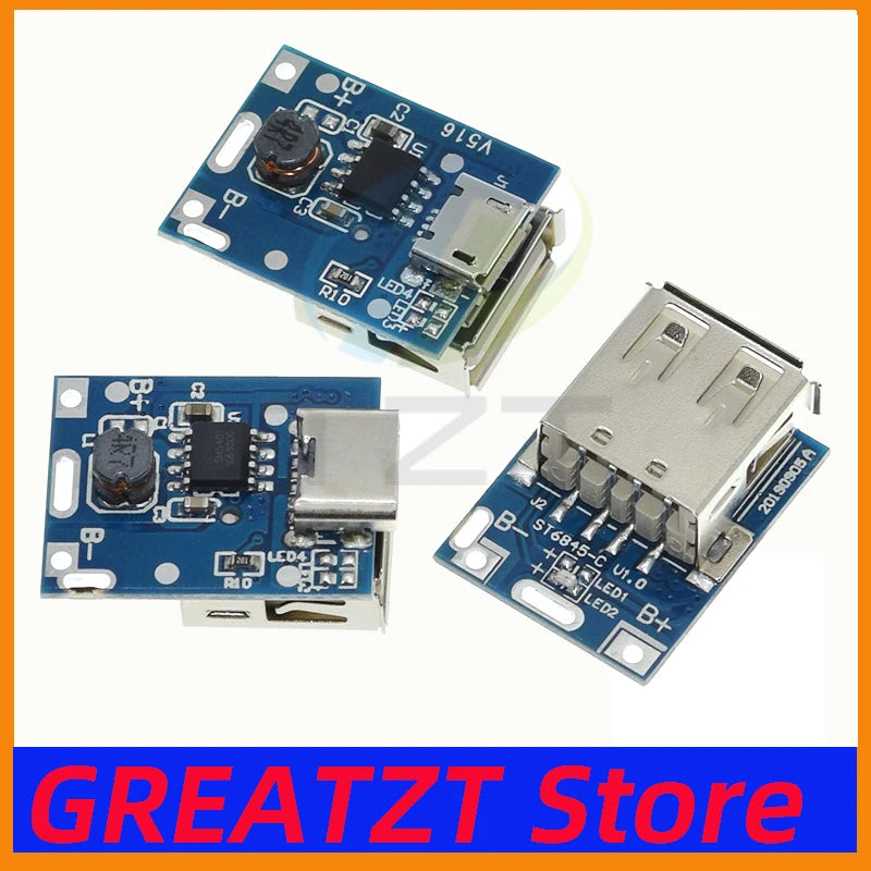 GREATZT 5V Boost Converter Step-Up Power Module Lithium Battery Charging Protection Board LED Display USB For DIY Charger 134N3P