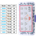 TO-92 TO-92L TO-126 TO-220 Series Mosfet Triode Thyristor PNP NPN Transistor Assortment Kit Box
