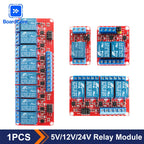1/2/4/8 Channel Relay Module 5V/12V/24V with Optocoupler Isolation High/Low Level Dual Trigger for Arduino/PLC/MCU Control Board