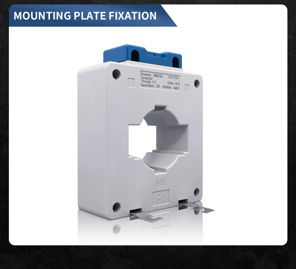 TOMZN Current Transformer High-current CT 660V Primary 2000A 1500V 1000V 200A Secondary 5A Base Plate Busbar Fixed ABS Sealed
