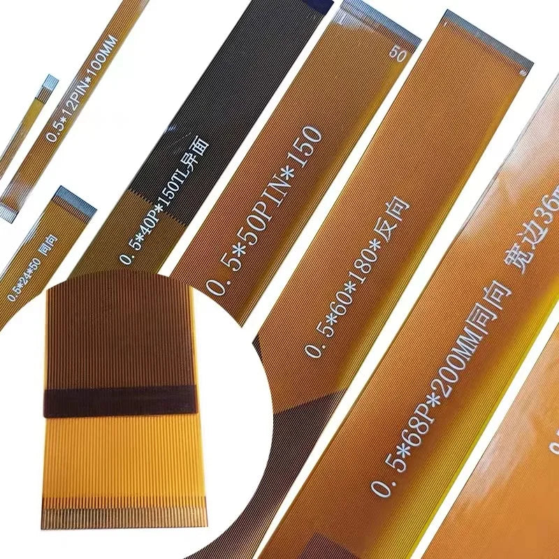 Yellow FFC FPC Flat Flexible Cable 0.5mm Pitch 6P/8P/10P/18P/24P/30P/34P/40P/50P/60P/68P/80Pin for LCD Screen Line
