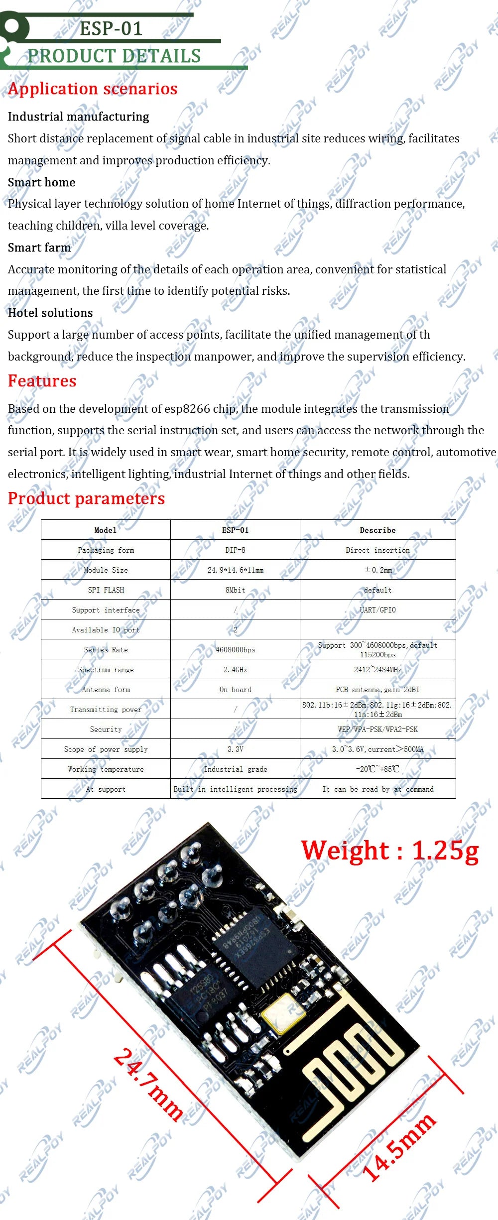 ESP-01 Upgraded version ESP-01S ESP8266 serial WIFI model Authenticity Guaranteed Internet of thing Wifi Model Board For Arduino