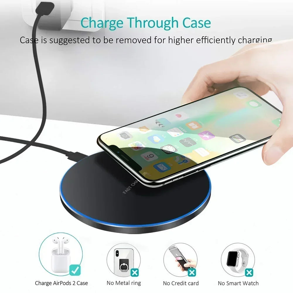 Wireless Charger For iPhone 17 16 15 14 13 Pro Max Induction Fast Charging Pad Dock Station For Samsung S25 S24 Xiaomi Huawei