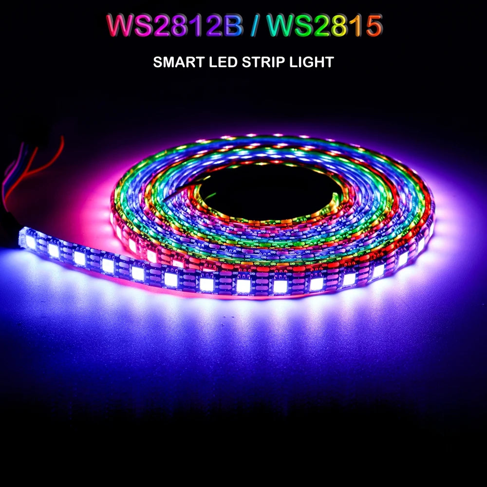 DC12V WS2815 DC5V WS2812B 5050 RGBIC LED Strip WS2812 30/60/74/96/144Leds/Pixels/m Individually Addressable Light IP30/65/67