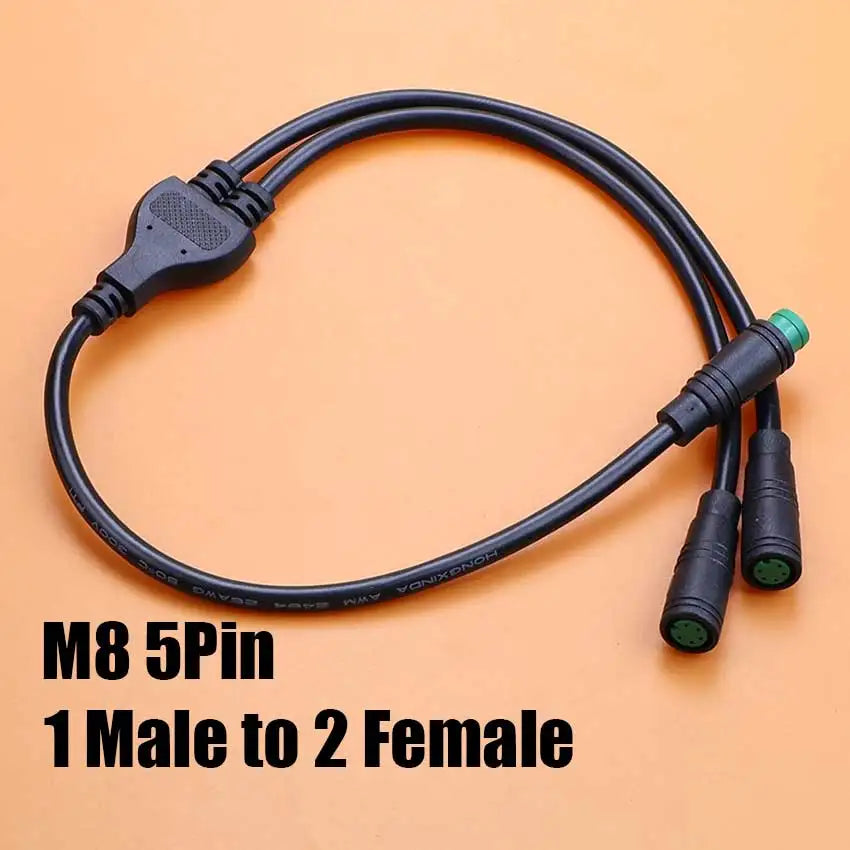 40cm M6 M8 1 Male To 2 Female Splitter Connector 2/3/4/5/6 Pin Waterproof Electric Butt Cable Plug Cord For E-Bike Signal Sensor