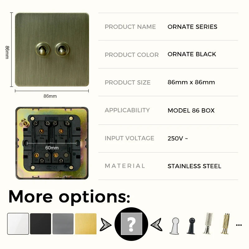 Avoir Bronze Brushed Toggle Switch 1-4 Gang 2 Way Metal Lever Wall Light Switches Standard Plug Adapter Electric Socket With Usb