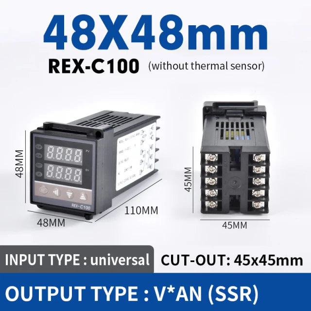 REX-C100 Digital RKC PID Thermostat Temperature Controller digital REX-C100/ 40A SSR Relay/K Thermocouple Probe/heat sink