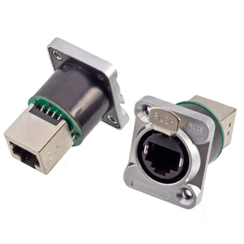CAT6A CAT5E Industrial Micro RJ45 8P8C Shielded D Code Panel Mount Ethernet Socket Right Angle Jack IP67 Waterproof Network Plug