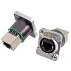 CAT6A CAT5E Industrial Micro RJ45 8P8C Shielded D Code Panel Mount Ethernet Socket Right Angle Jack IP67 Waterproof Network Plug