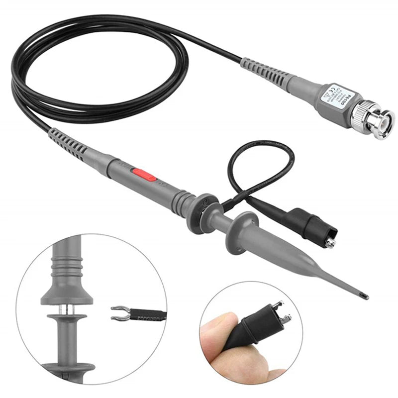 Hantek Oscilloscope Probe P6100 100MHz X1 150V X10 300V RMS 600V DC + AC Peak Applicable BNC Hantek FNIRSI Tektronix RIGOL