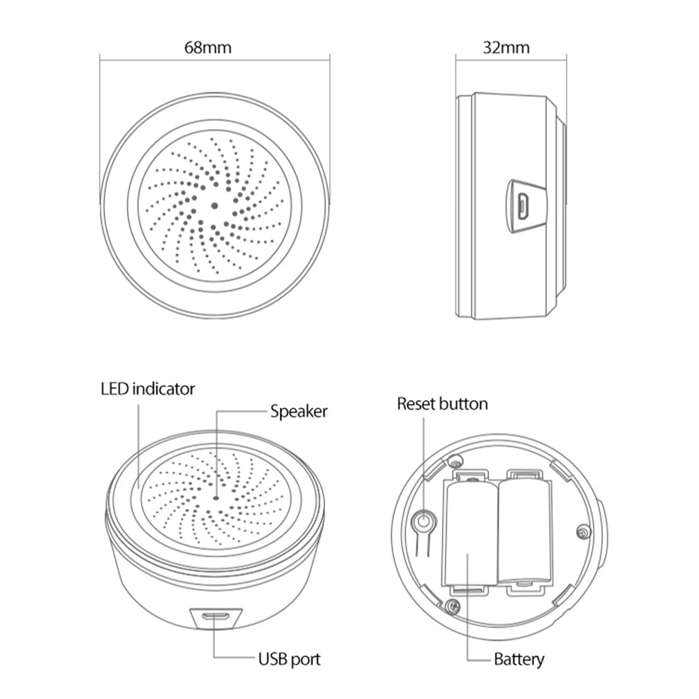 Tuya Zigbee Sound Light Sensor Smart Alarm Siren 90dB App Remote Control Home Security Protection System Siren Alarm