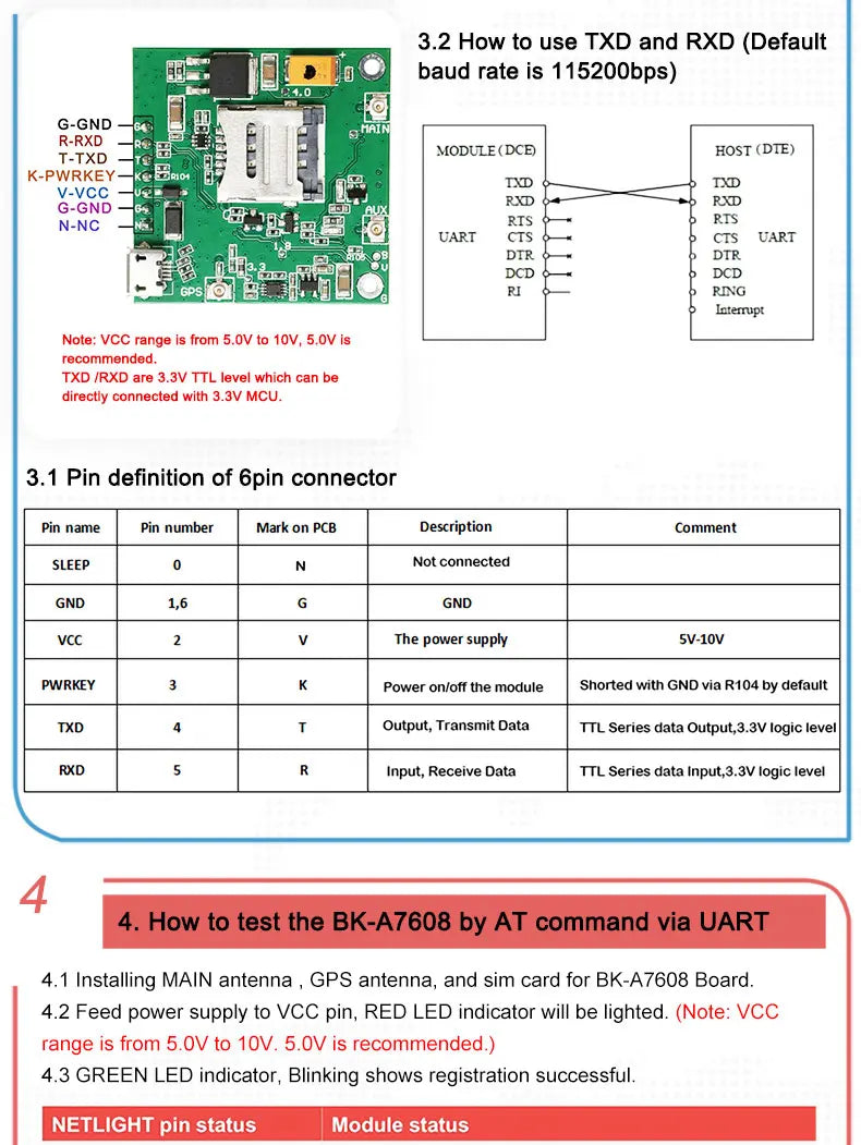 SIMCom A7608SA-H breakout LTE Cat.4 4G Module Wireless Cellular Modem Compatible SIM7600 For IoT DTU Vehicle Tracking Terminal