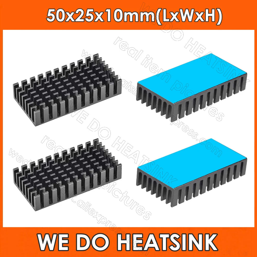 WE DO HEATSINK 50x25x10mm Heatsink Aluminum Black Anodize Heat Sink Cooler With Blue Thermal Pad