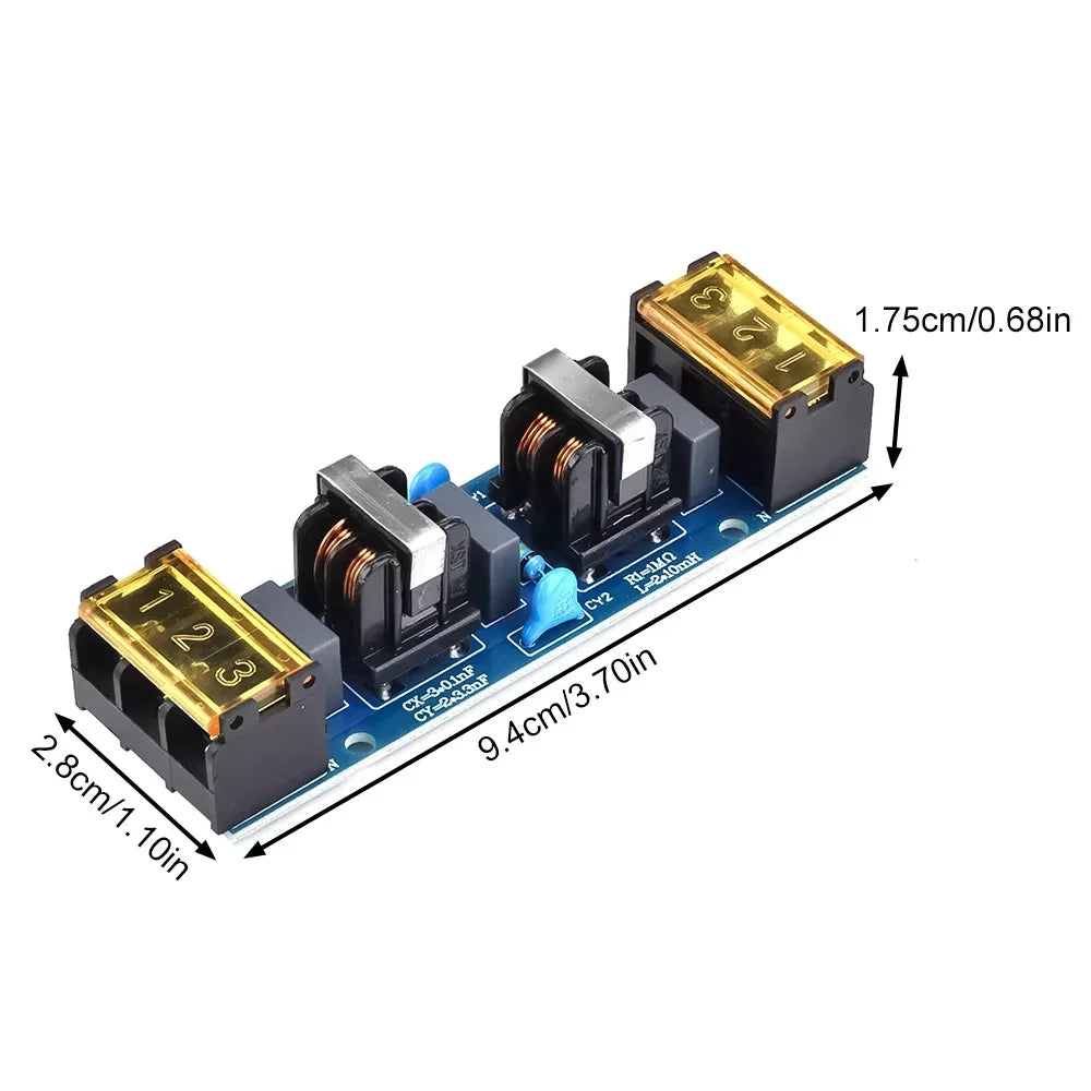 AC 110V 220V 6A 25A EMI Filter 2-stage Electromagnetic Interference Suppressor Common Power EMC Audio Amplifier Purifier