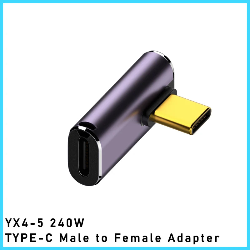5A Type-C OTG Adapter 240W Fast Charging Data Converter USB4.0 40Gbps Support 8K 60Hz USB C 90/180 Degree Elbow Adapter