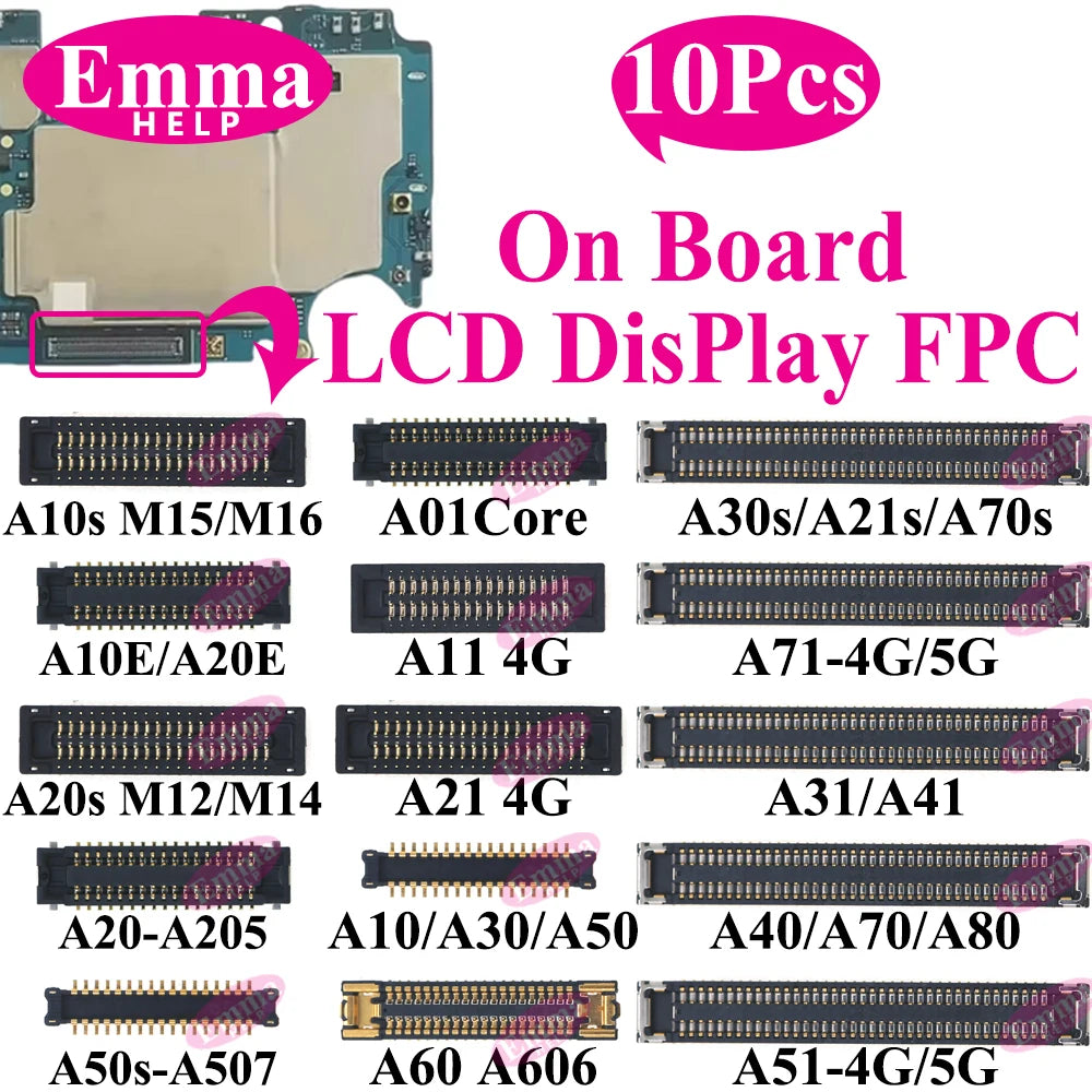 EmmaHelp FPC Connector Display Screen For Samsung LCD FPC A51 A50 A70s A40 A30S A21 A20S A10S M12 M14 M15 M16 On Motherboard