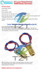TZT 650nm 5mW 6MM 9MM 12MM Red Point / Line / Cross Laser Module Head Glass Lens Focusable Focus Adjustable Laser Head