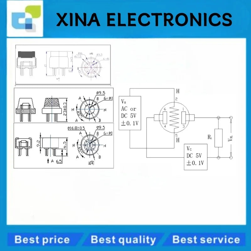 10Pcs Gas Sensor MQ-2 MQ-3 MQ-4 MQ-5 MQ-6 MQ-7 MQ-8 MQ-9 MQ-135 ORIGINAL ROHS Free Shipping