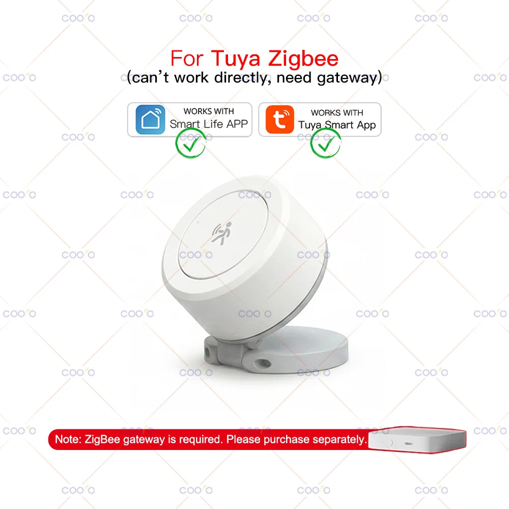 ZigBee 24G Human Presence Detector Minimum MmWave Radar Motion Sensor with Magnetic Bracket for Smart Life Tuya Hub Zigbee2mqtt