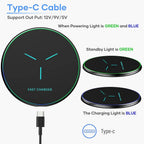Wireless Charger Pad Induction Fast Wireless Charging Station For iPhone 17 16 15 14 13 12 Pro Max Samsung Xiaomi Oppo Huawei