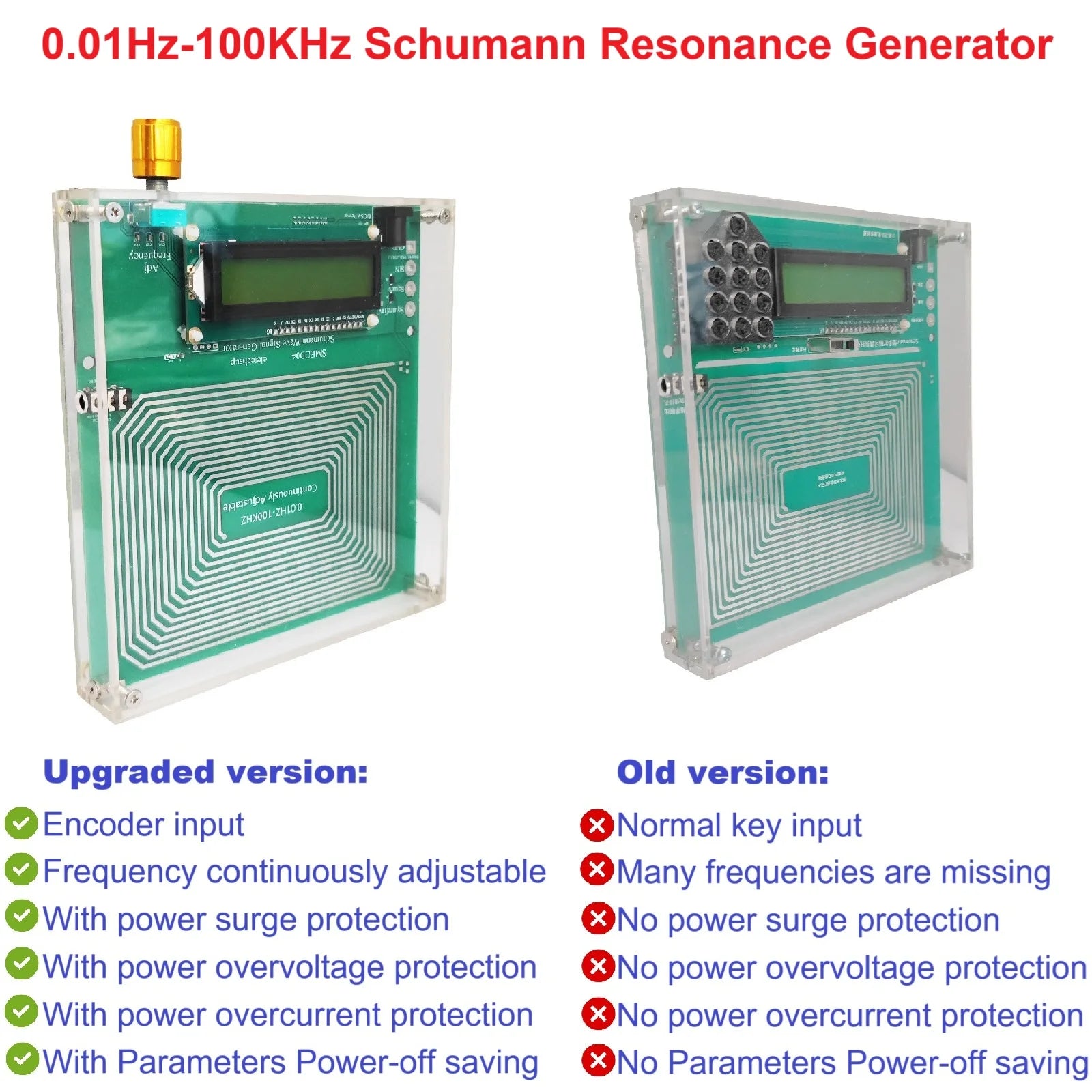 0.01-100KHz Adjustable Sine Wave 7.83Hz Resonance Generator Ultra Low Frequency Generator Resonator Sound Frequency Machine