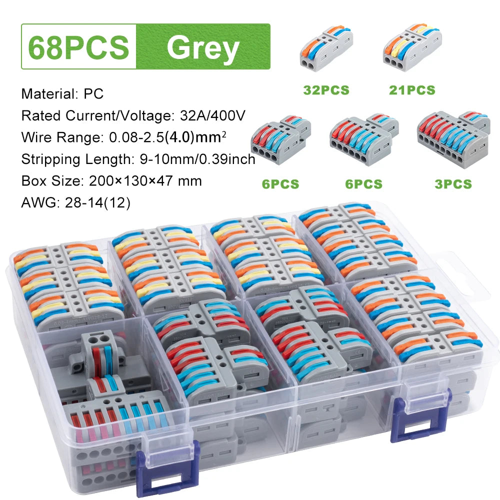 Quick Wiring Connectors Boxed Universal Compact Splitter Electrical Cable Push-in Conductors Connector With Lever Terminal Block