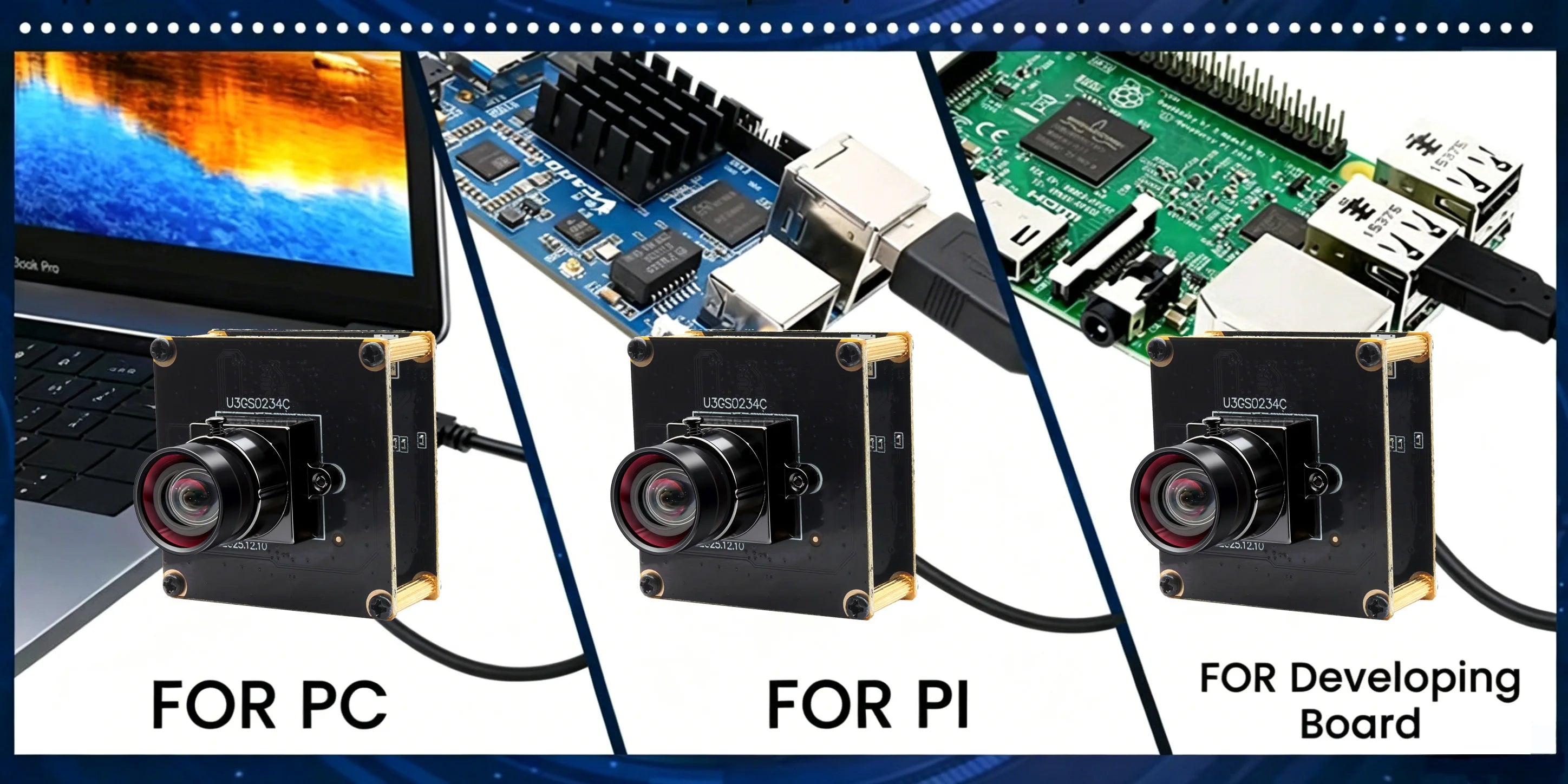 ELP 1200P 2.3MP Global Shutter USB 3.0 Camera Module High Speed 120fps 200fps Color Webcam UVC Plug and Play Industrial Camera
