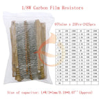 Carbon Film Resistors Assortment Kit set 1/8W 1/4W 1/2W 1W 2W 3W 5W 5% Electronic Components resistor package