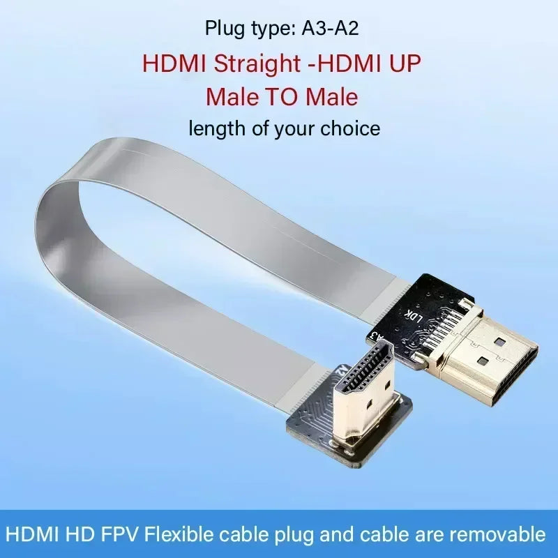 HDMI-compatible FPV-HDMI FFC-HDMI Ribbon Cable 90 Degree Mini/Micro-HDMI to Standard-HDMI Flexible Wire FPV Aerial 5cm 10cm 20cm