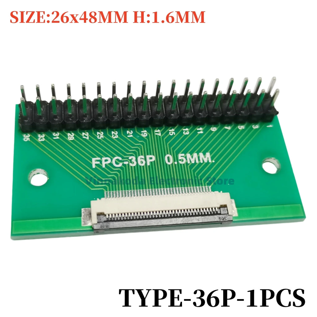 1PCS FFC/FPC Conversion Board 0.5mm Connector to 2.54MM Double Row Bent Pins 4/10/14/15/16/22/26/30/32/36/42/45/60/64/68/80/96P