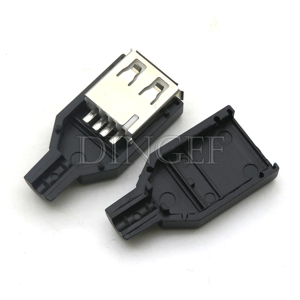 5PCS Type A Male Female USB 4 Pin Plug Socket Connector With Black Plastic Cover Type-A DIY Kits ibuw